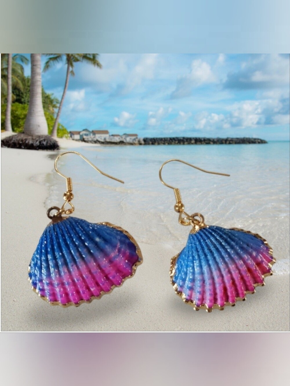 Blue & Purple Sea Shell Earrings